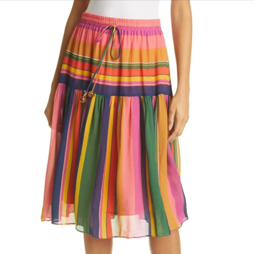 Farm Rio Multi Color Chiffon Midi Skirt, size S